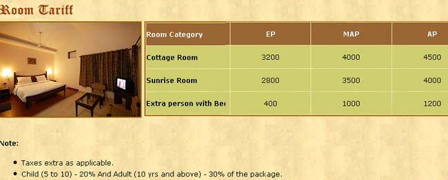 Corbett Aroma Park Tariff